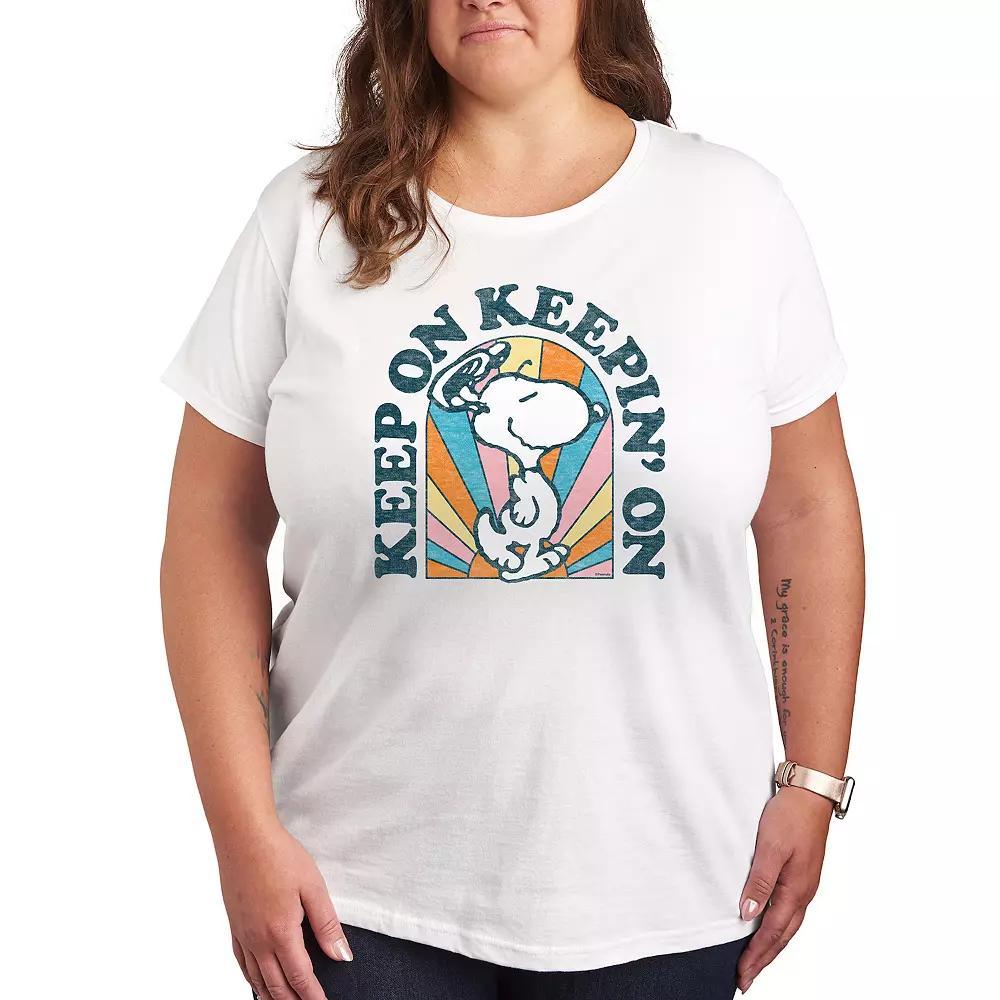 Plus Peanuts Snoopy Keep On Graphic Tee, Womens Product Image