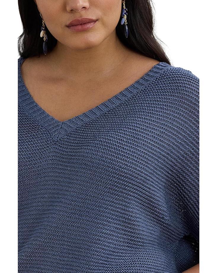 Plus Size Two-tone Short-sleeve Sweater Product Image