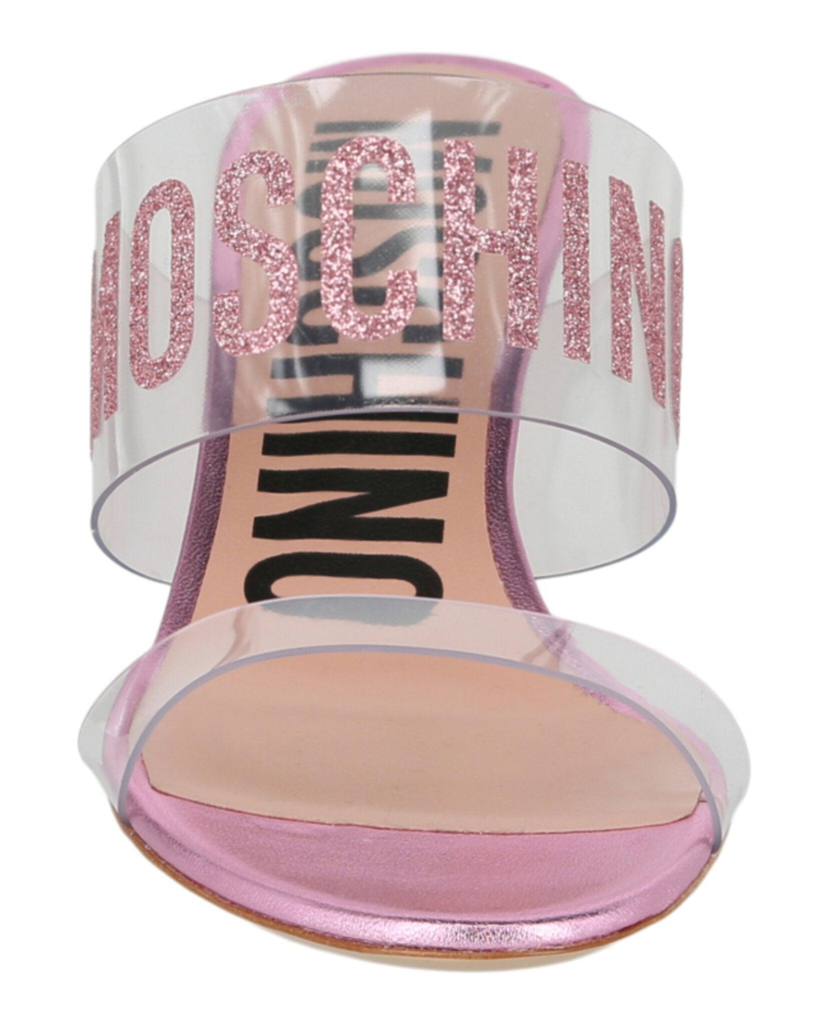 Moschino Glitter Logo Heel Sandals Female Product Image