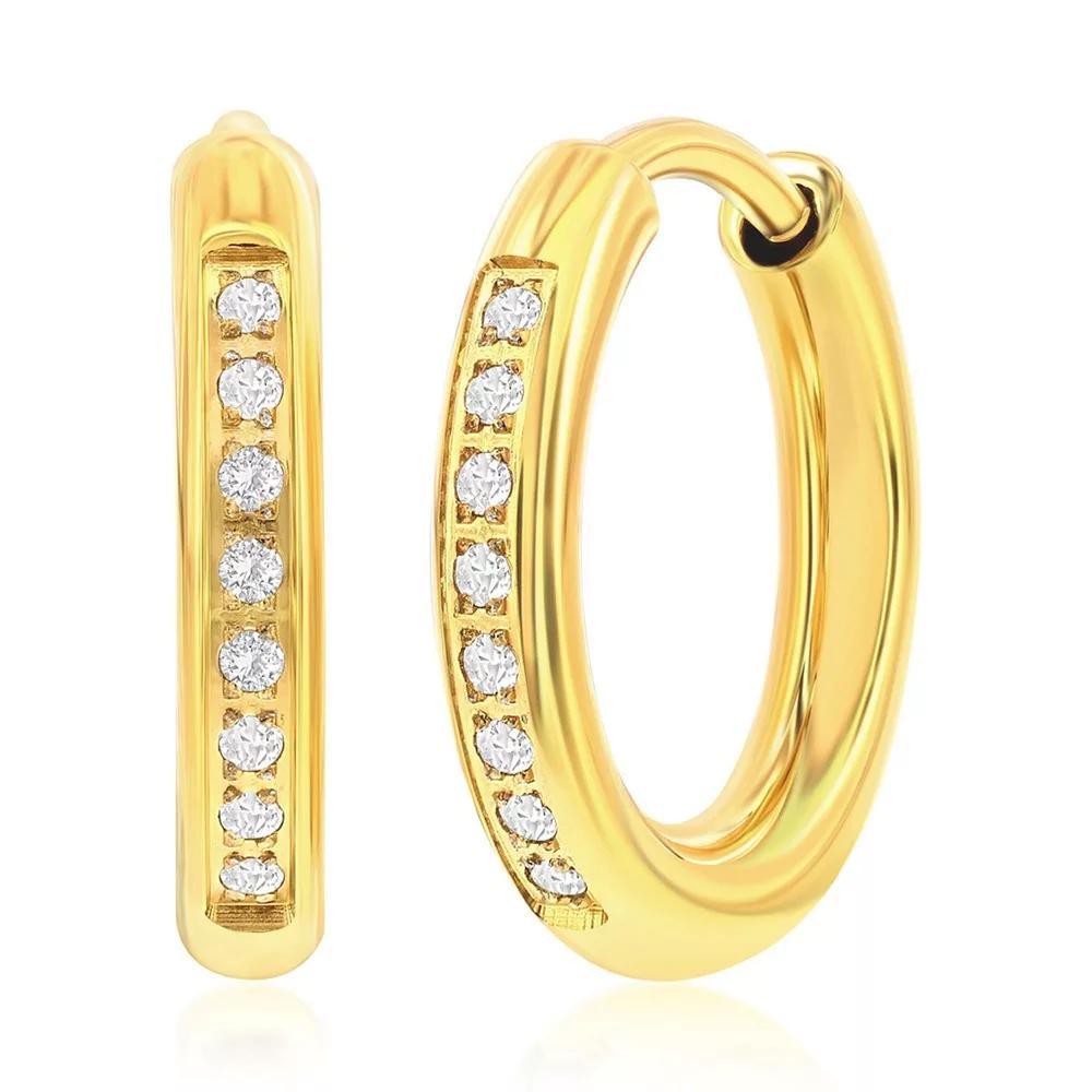 Metallo 15mm Cubic Zirconia Huggie Hoop Earrings, Men's, Gold Tone Product Image