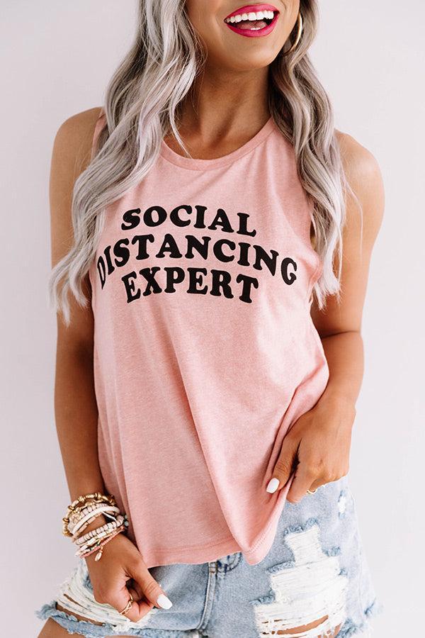 Social Distancing Expert Tank In Pink Product Image