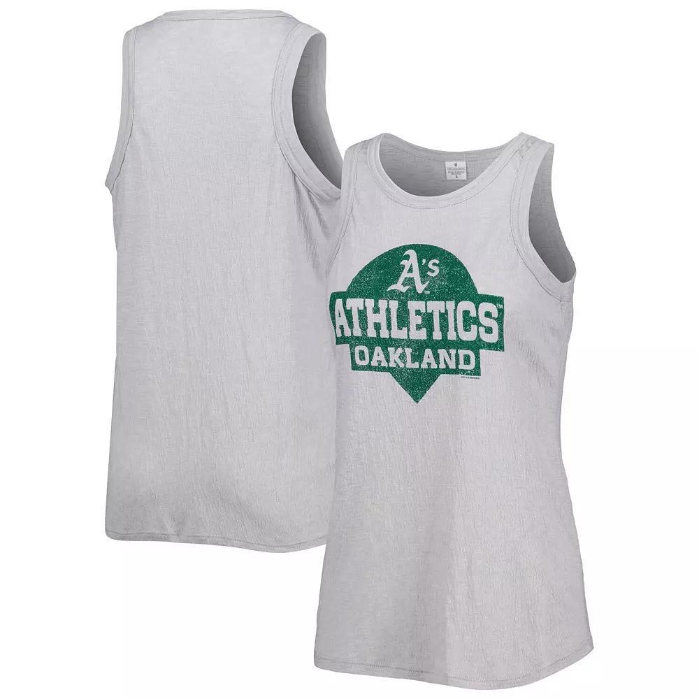 Women's Soft as a Grape Gray Oakland Athletics Tri-Blend Tank Top, Size: XL, Grey Product Image