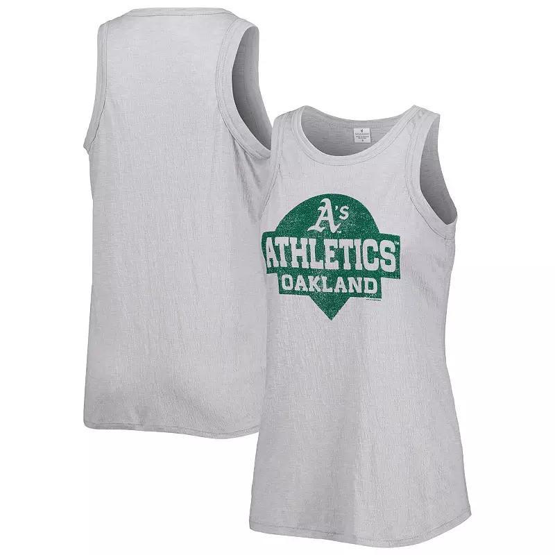 Women's Soft as a Grape Gray Oakland Athletics Tri-Blend Tank Top, Size: XL, Grey Product Image