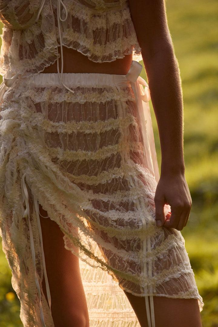 Romy Midi Slip Skirt — Ivory Product Image