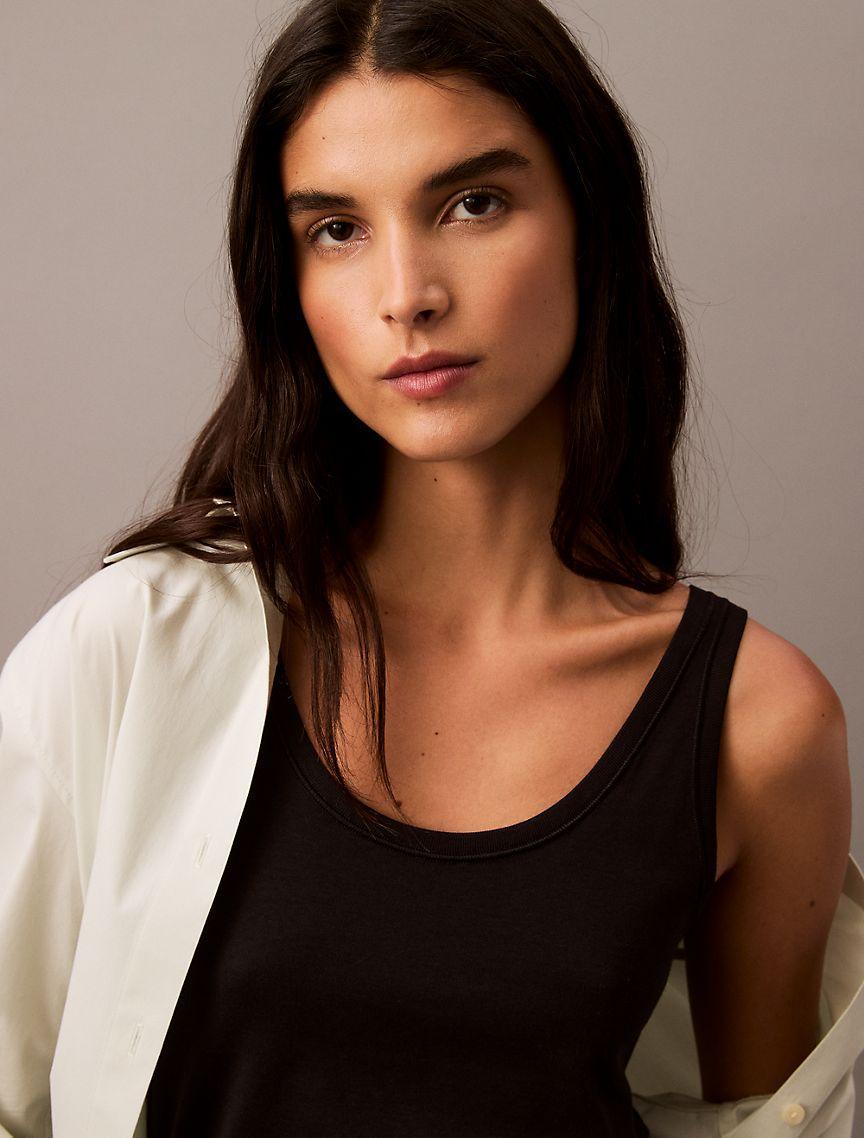 Calvin Klein Womens Soft Cotton Scoopneck Tank Top - Black - XS Product Image