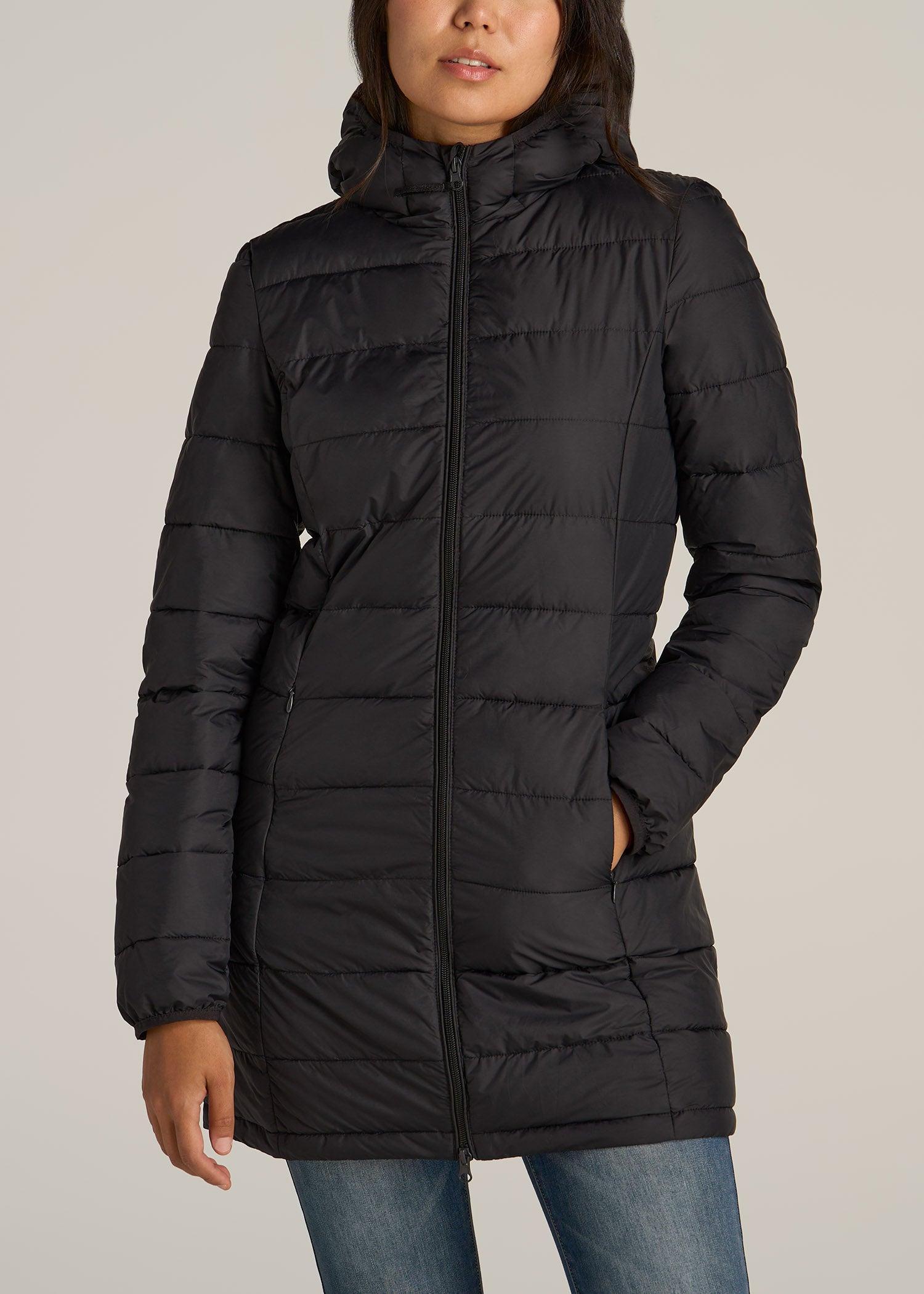 Packable Puffer Jacket for Tall Women in Black Product Image