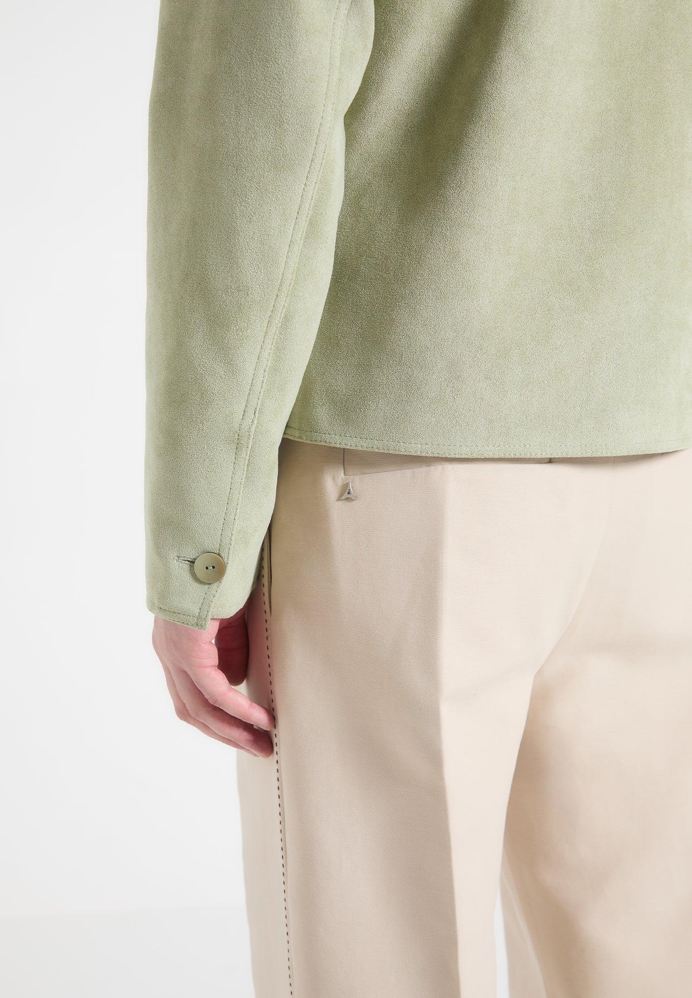 Suede Jacket with Revere Collar - Sage Male Product Image