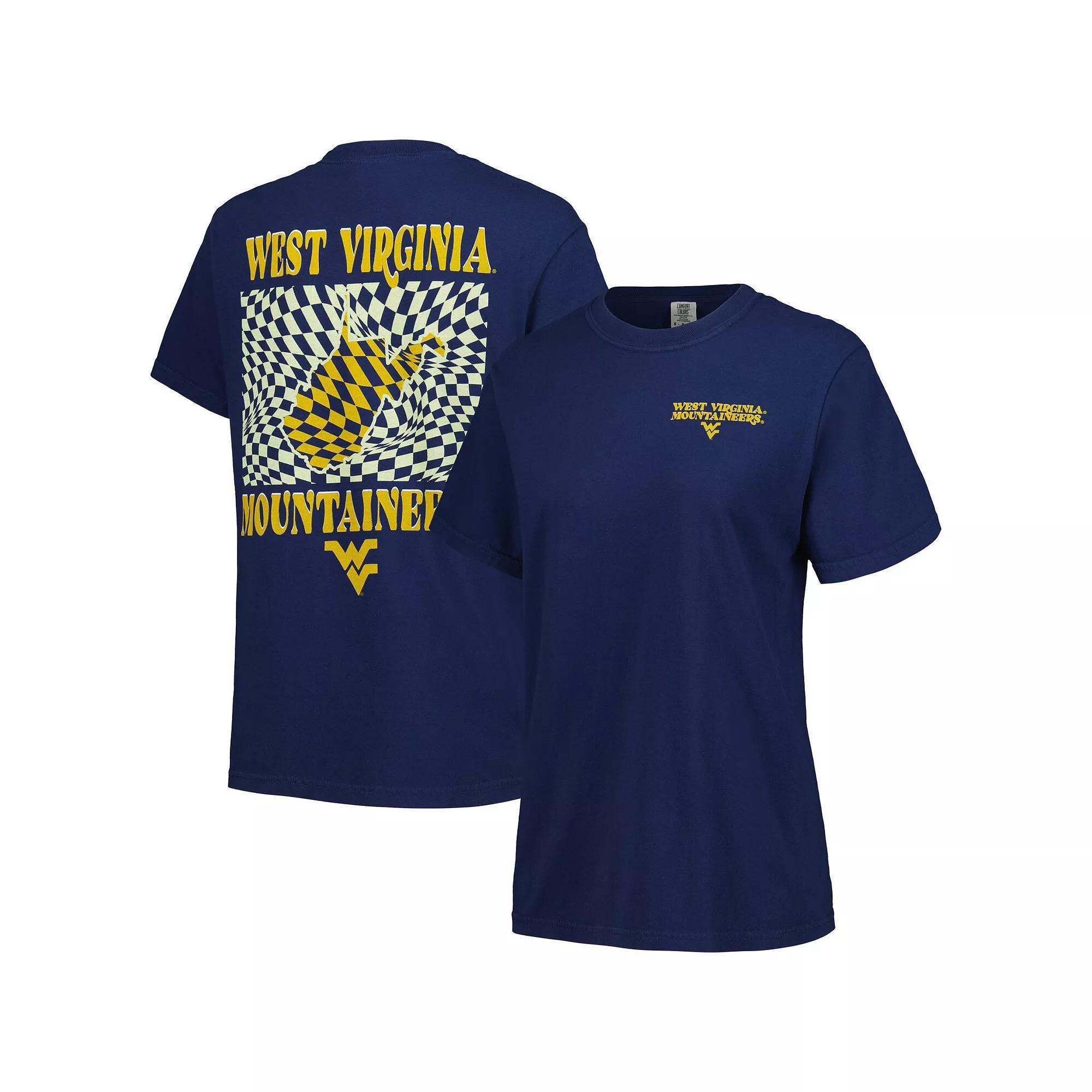 Women's Navy West Virginia Mountaineers Comfort Colors Checkered Mascot T-Shirt, Size: XL, Blue Product Image