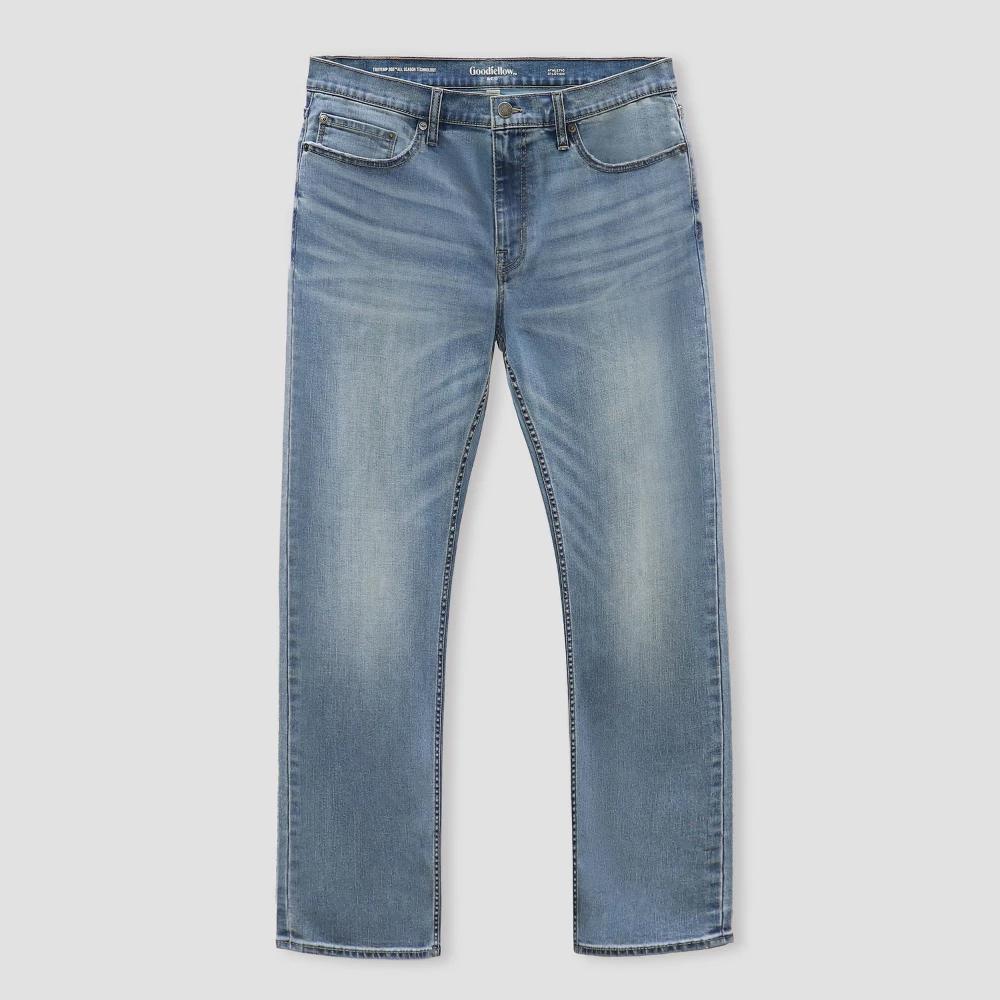 Men's Fit Jeans - Goodfellow & Co™ Light Blue 29x32: Mid Rise, Relaxed Leg Denim Product Image