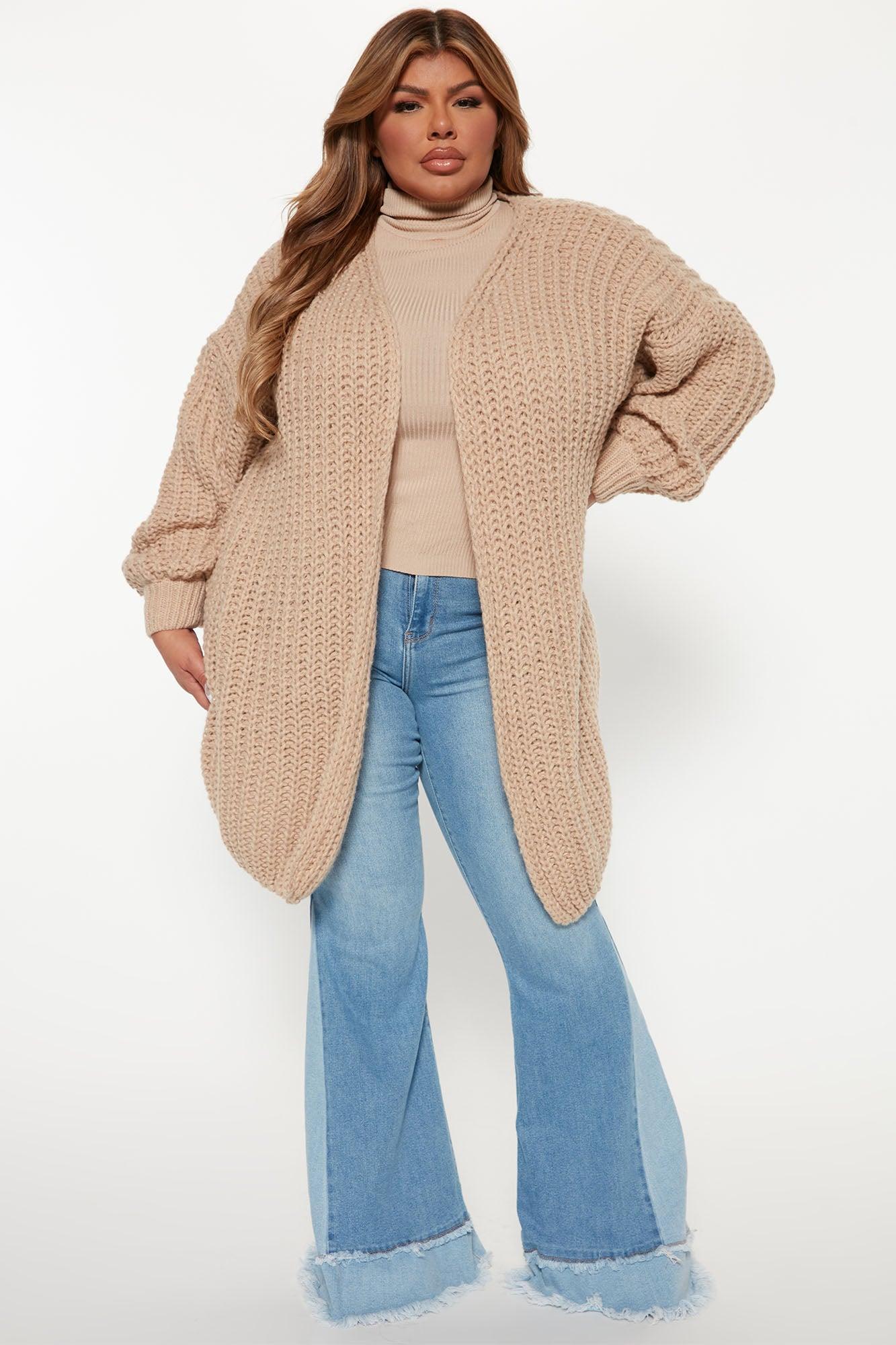 Real Love Open Front Cardigan - Taupe Product Image