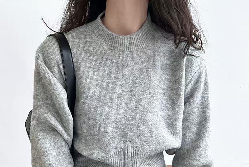 Round Neck Half-Zip Sweater Product Image