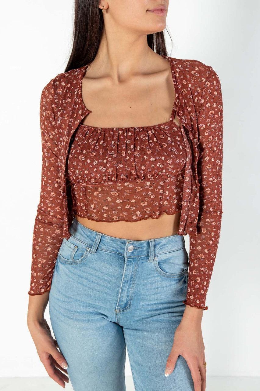 Floral Mesh Cami/Cardi Set Product Image