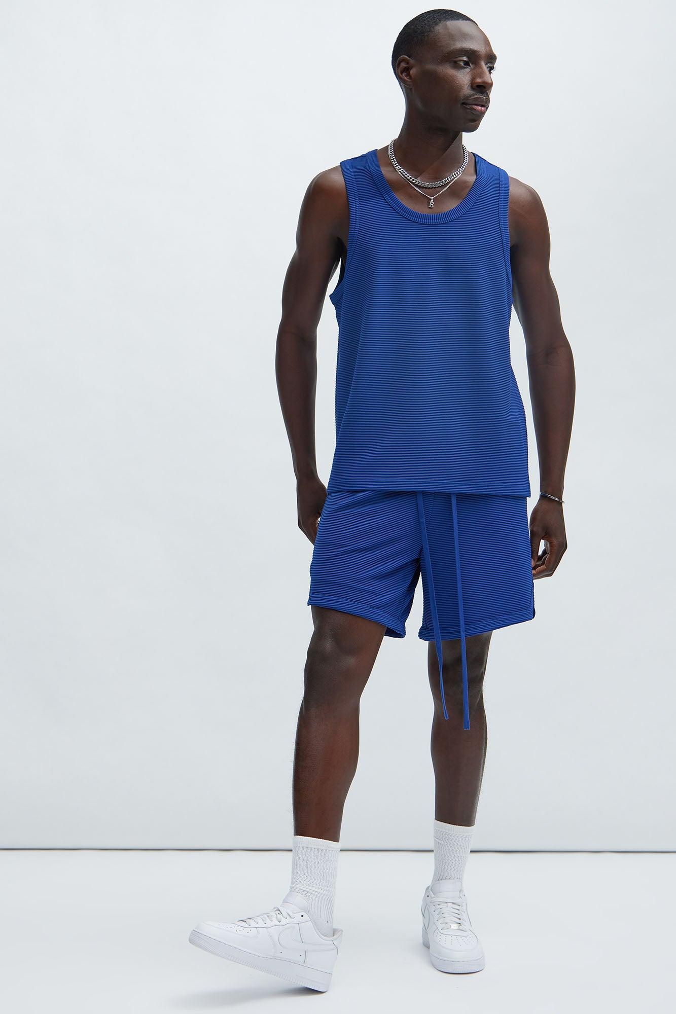 Zyler Textured Tank Top - Blue Product Image