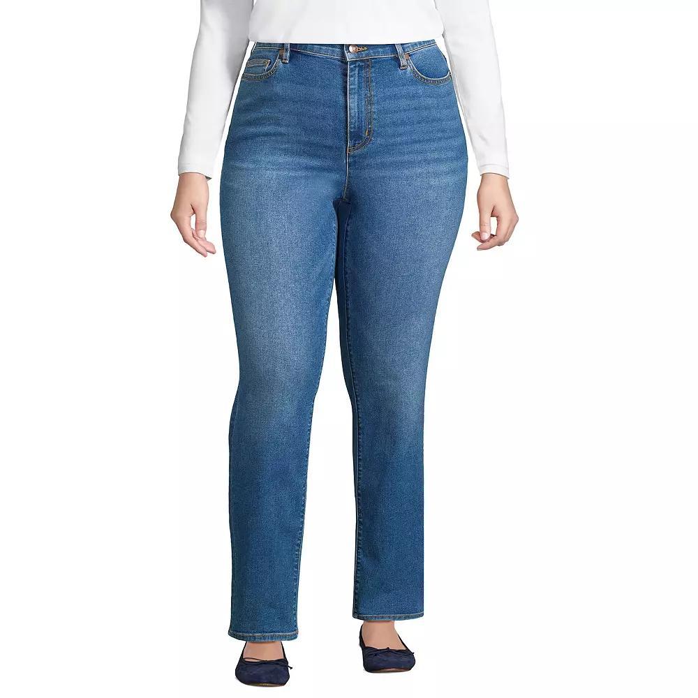 Plus Size Lands' End Recover High Rise Straight Leg Jeans, Women's, Size: 22WX32, Blue Tide Blue Product Image