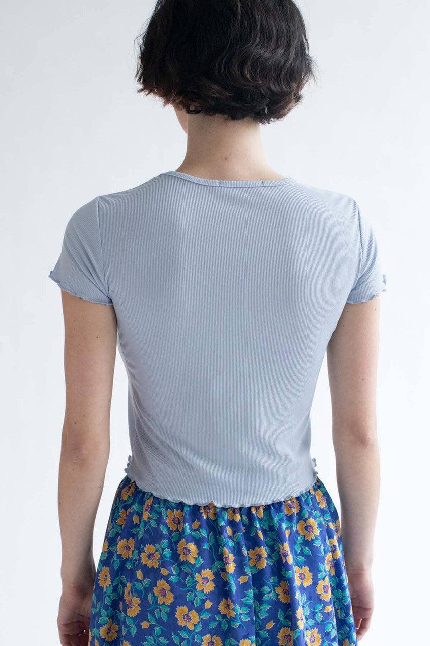 Daisy Embroidered Periwinkle Tee Product Image