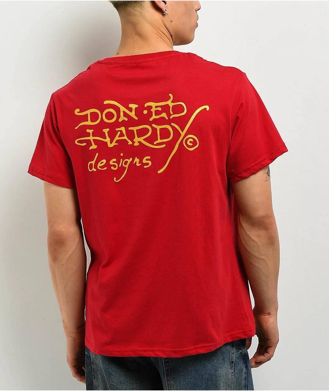 Ed Hardy Tiger Skull Red T-Shirt Product Image