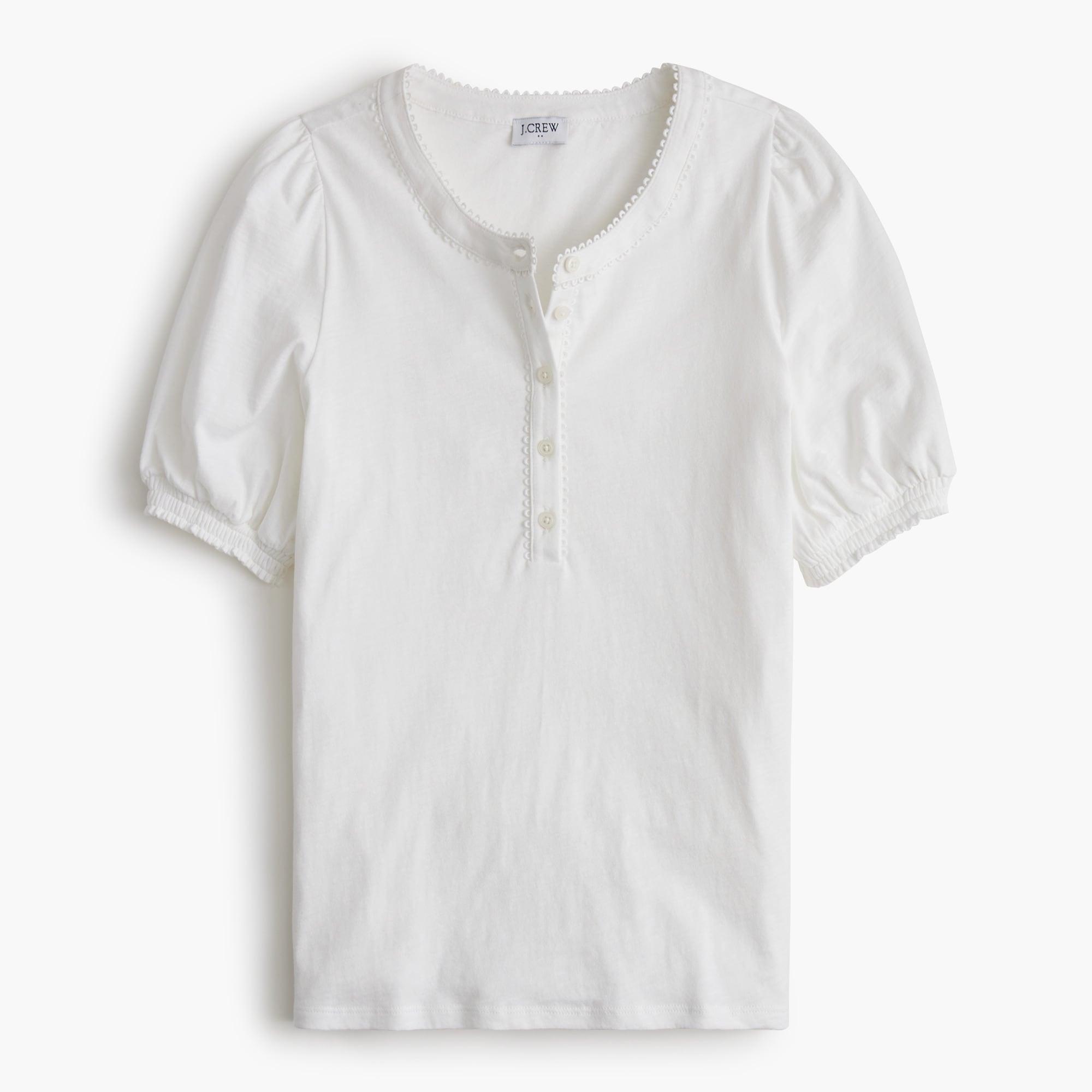 Smocked henley knit top Product Image
