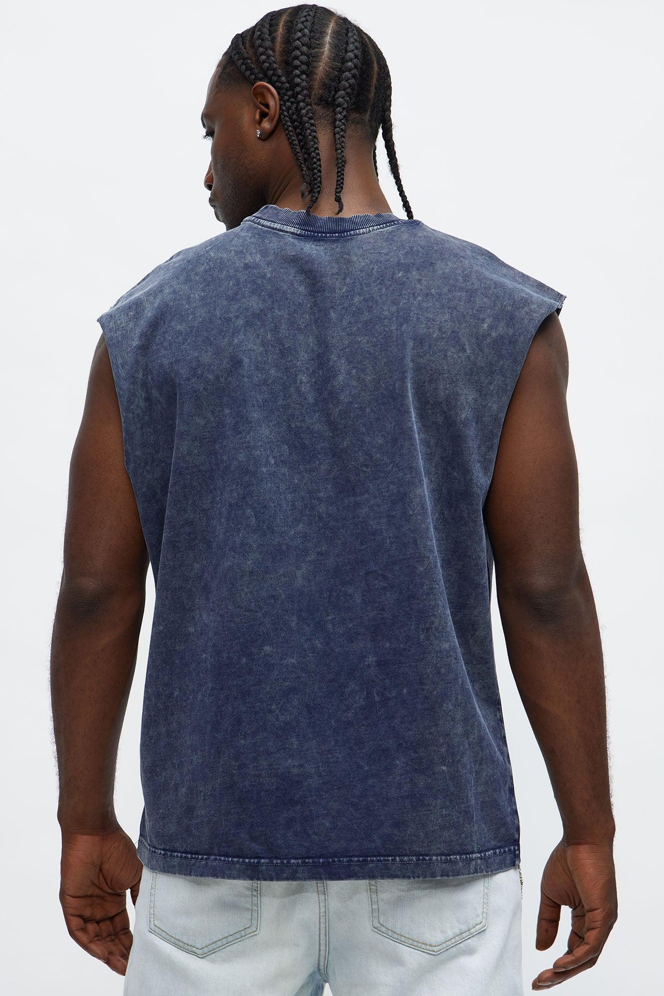 Relaxed Vintage Wash Heavyweight Muscle Tee - Navy Product Image