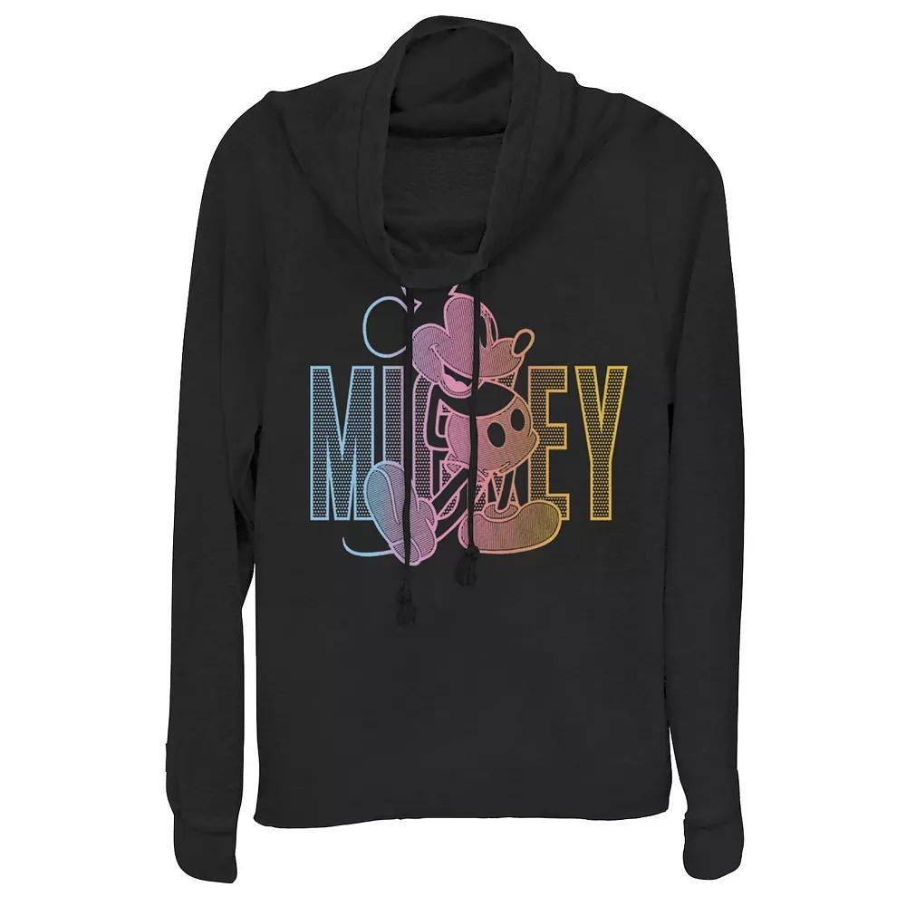 Disney's Mickey Mouse Juniors' Outline Cowlneck Graphic Lightweight Long Sleeve, Girl's, Size: Small, Black Product Image