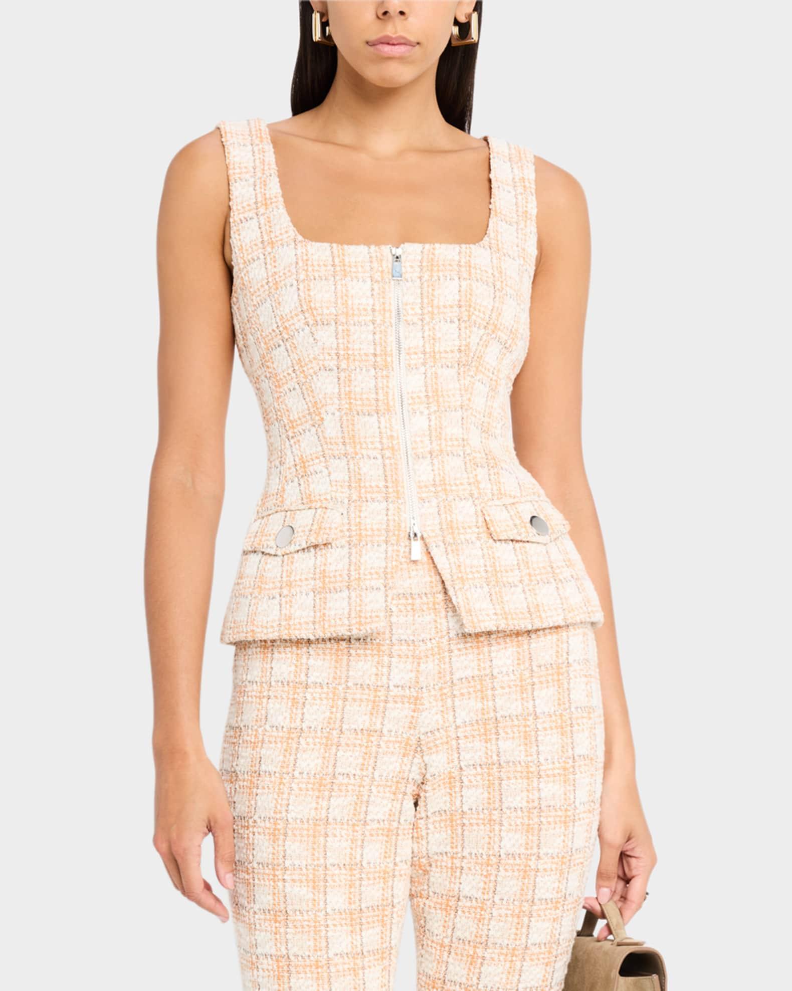 Alicia Zip-Front Tweed Vest Product Image