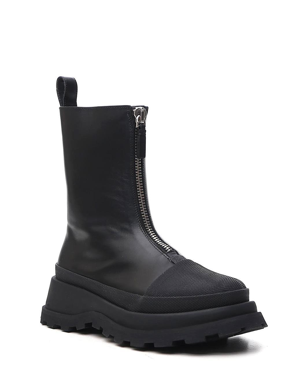 JIL SANDER Zip-fastening Leather Ankle Boots In Black Product Image