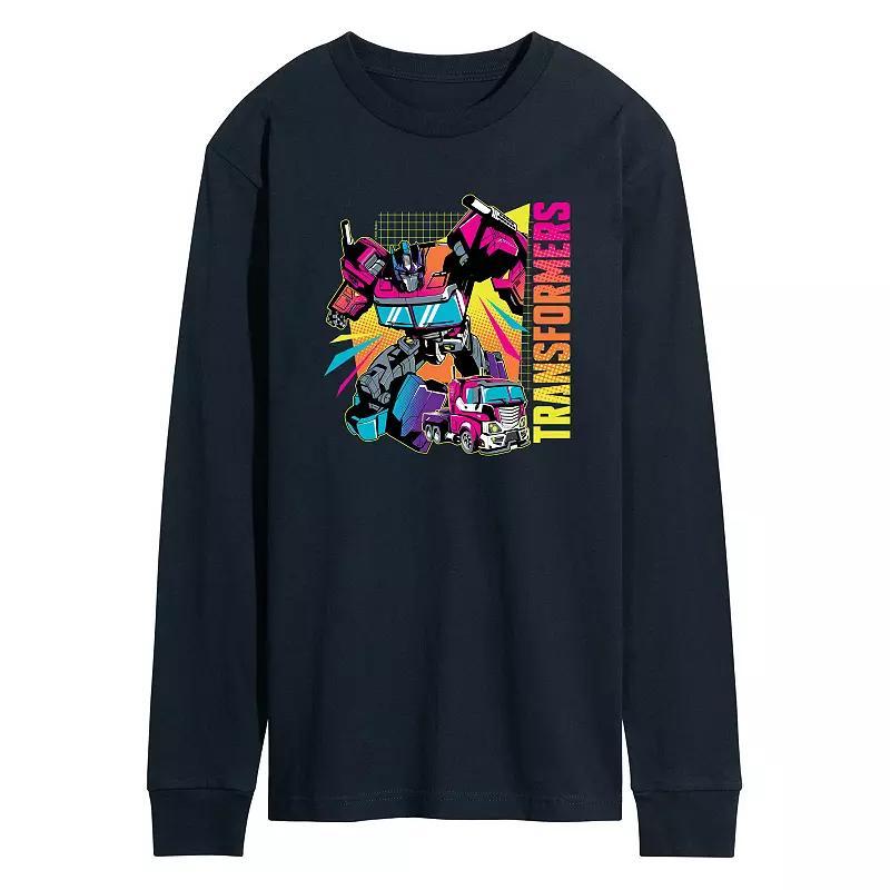 Mens Transformers Neon Halftones Long Sleeve Graphic Tee Product Image