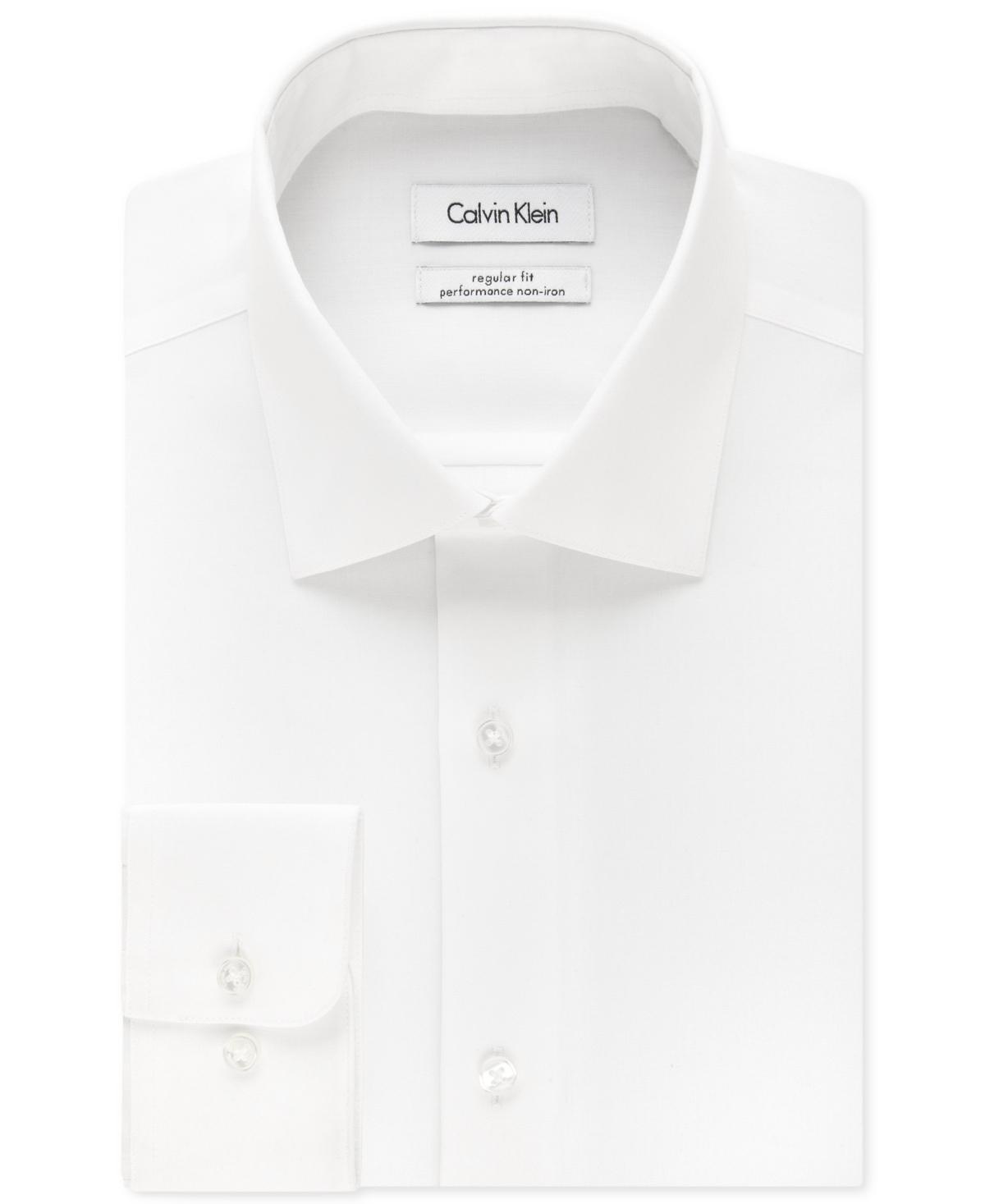 Calvin Klein Steel Mens Classic-Fit Non-Iron Performance Herringbone Dress Shirt Product Image