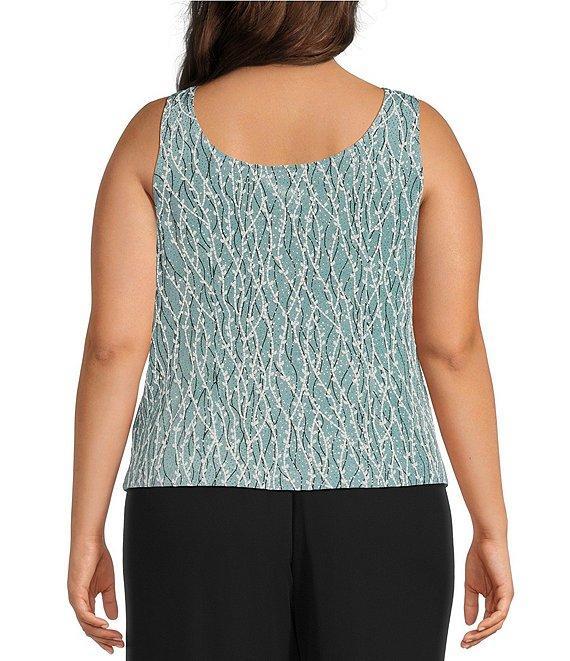 Alex Evenings Plus Size Glitter Jersey Knit Mandarin Collar 2-Piece Twinset Product Image
