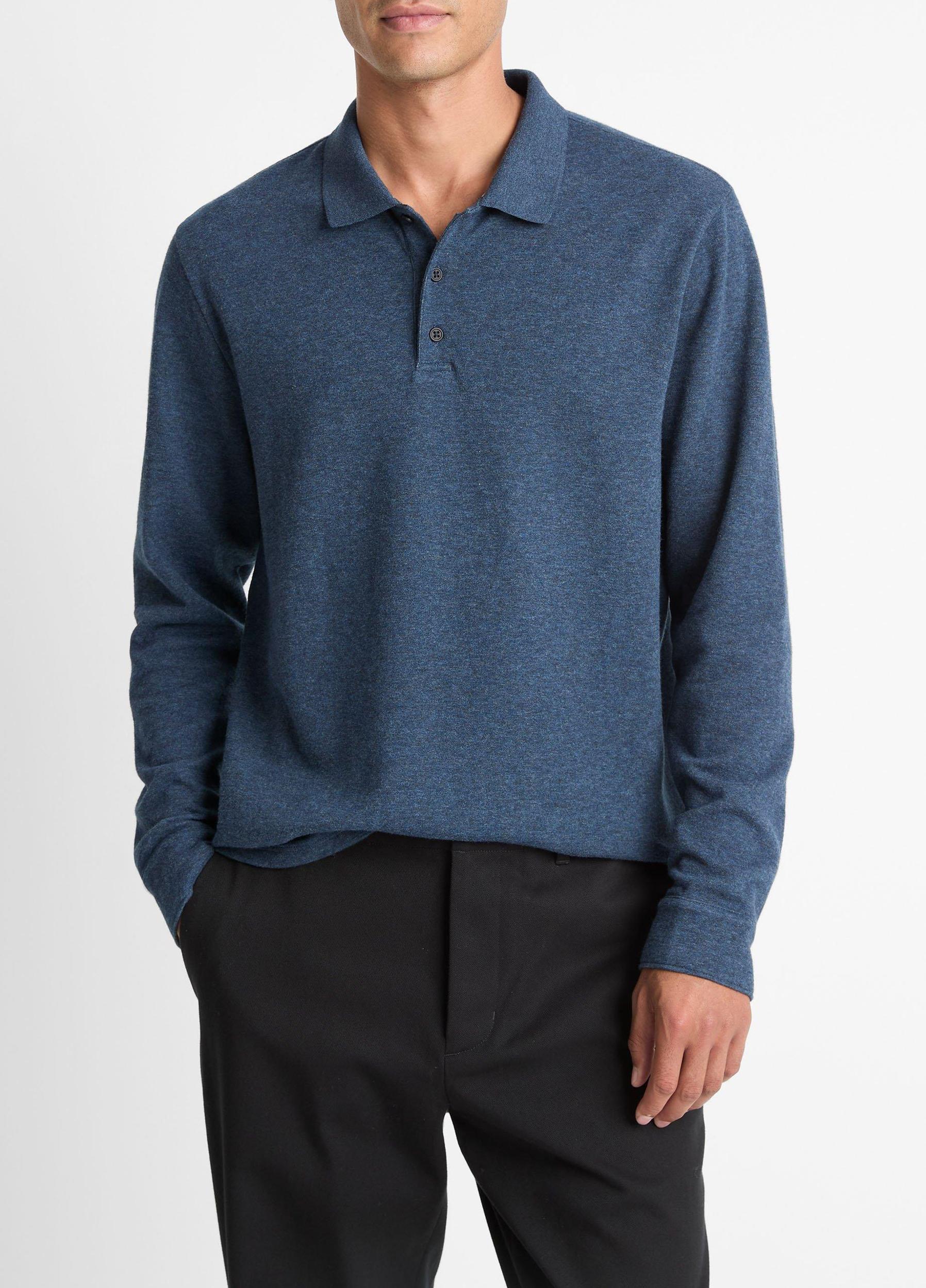 Heathered Double-Face Cotton-Blend Polo Shirt Product Image