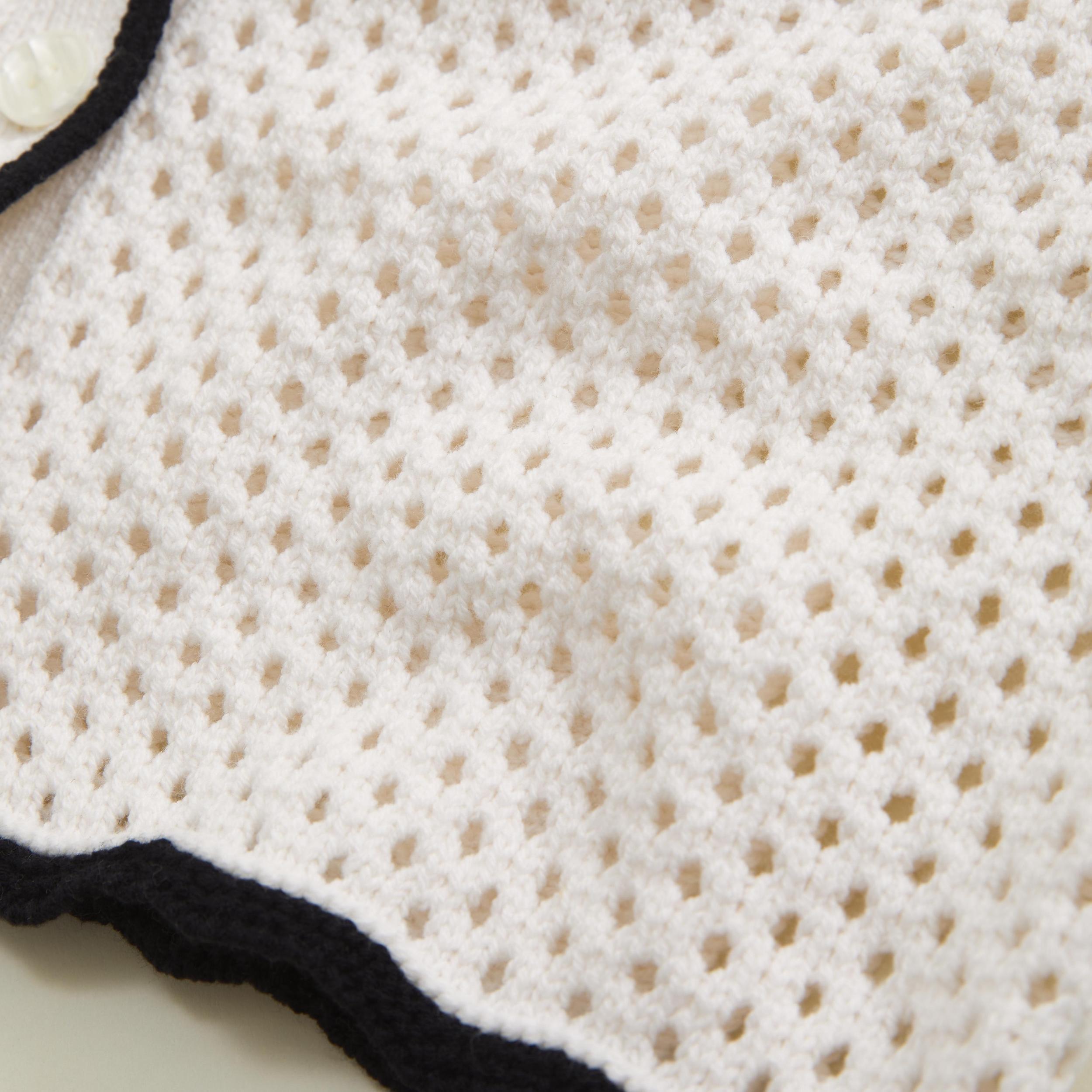 Crochet-Style Button-Up Polo Product Image