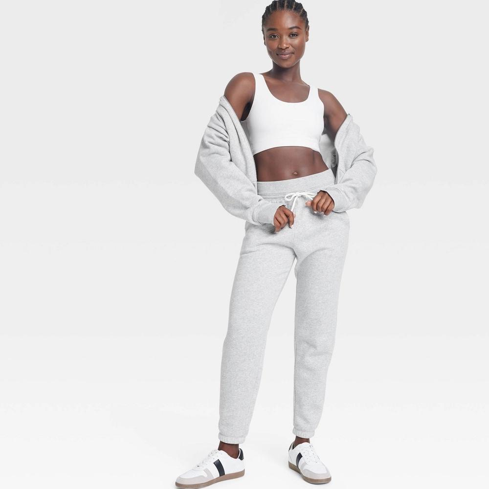 Women's Fleece High-Rise Jogger Sweatpants - All In Motion™ Heathered XS: Fit, Adjustable Waistband Product Image