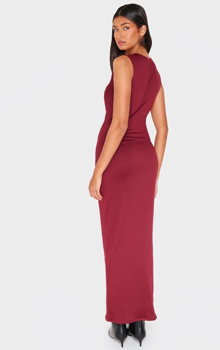 Burgundy Double Contour Ruched Detail Maxi Dress Product Image