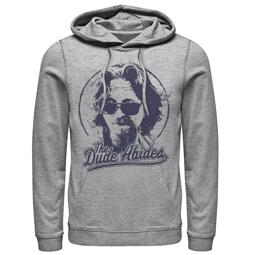Men's Big Lebowski The Dude Abides Classic Circle Logo Hoodie, Size: Small, Athletic Grey Product Image