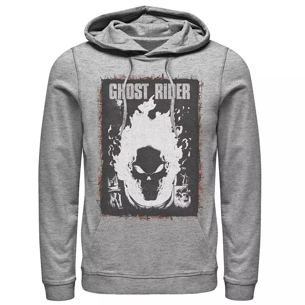 Men's Marvel Ghost Rider Dark Distressed Poster Hoodie, Size: 3XL, Athletic Grey Product Image
