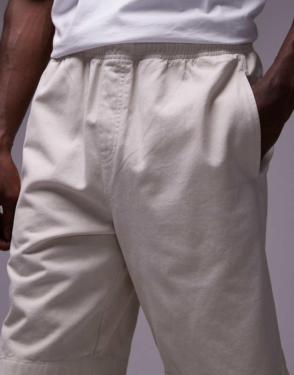 Topman washed cotton shorts in neutral Product Image