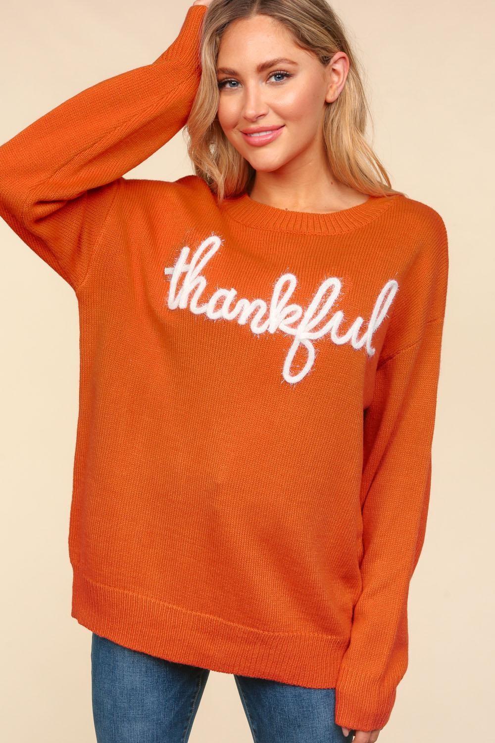 Haptics Full Size Metallic Glitter Embroidery Sweater Product Image