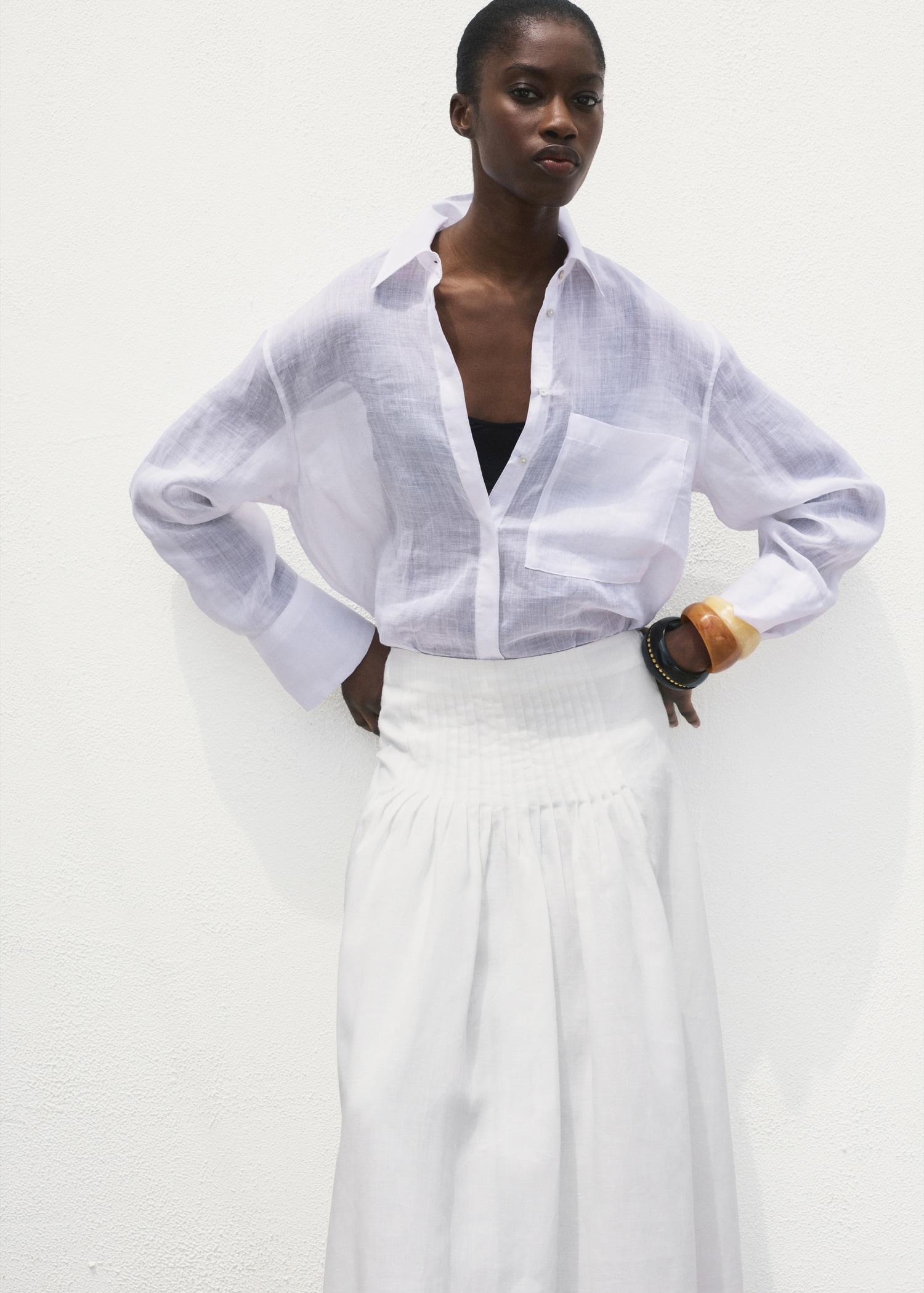 Ramie pleated skirt - Women | MANGO USA Product Image