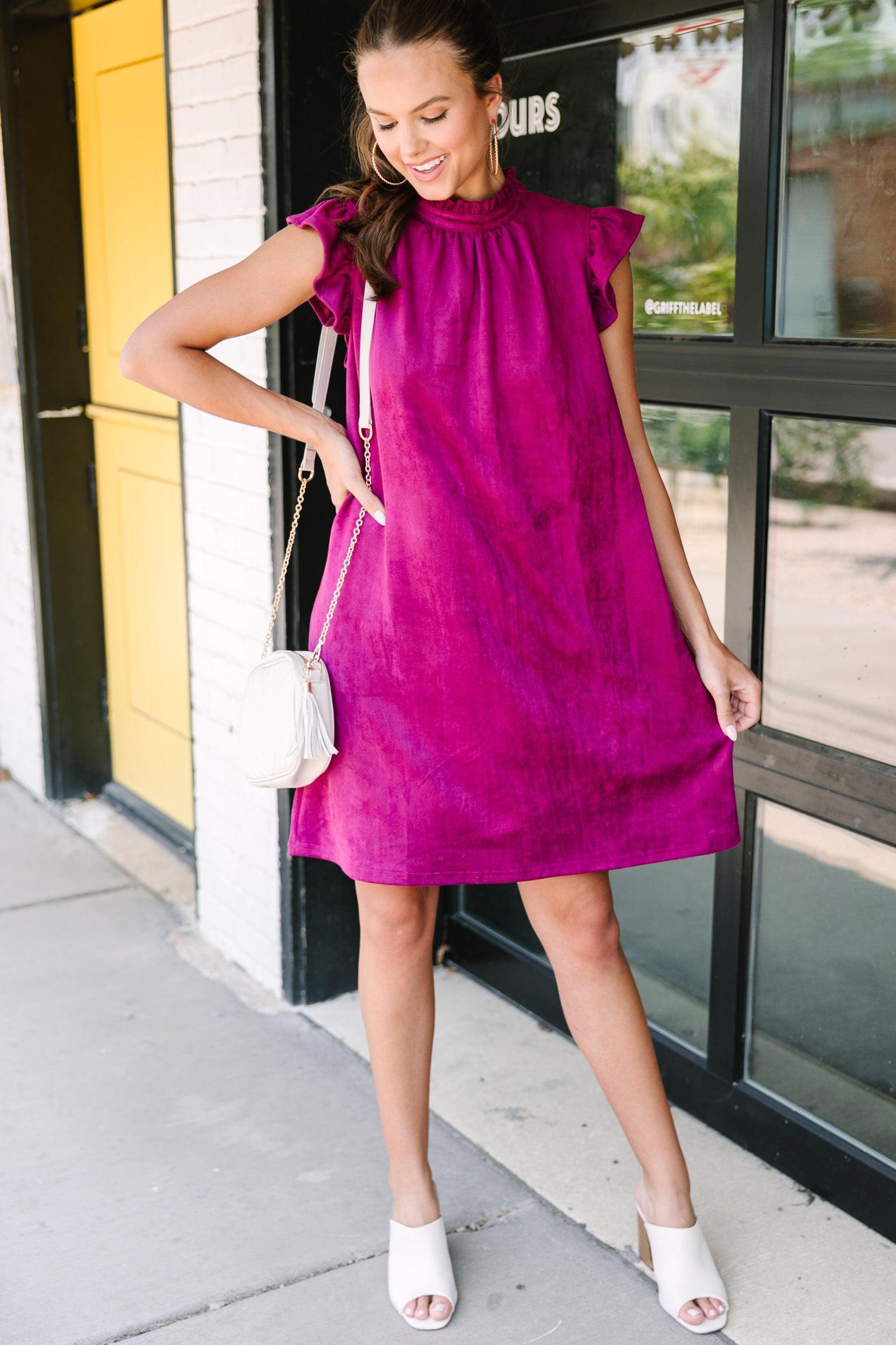 Please The Crowd Plum Purple Shift Dress Female Product Image