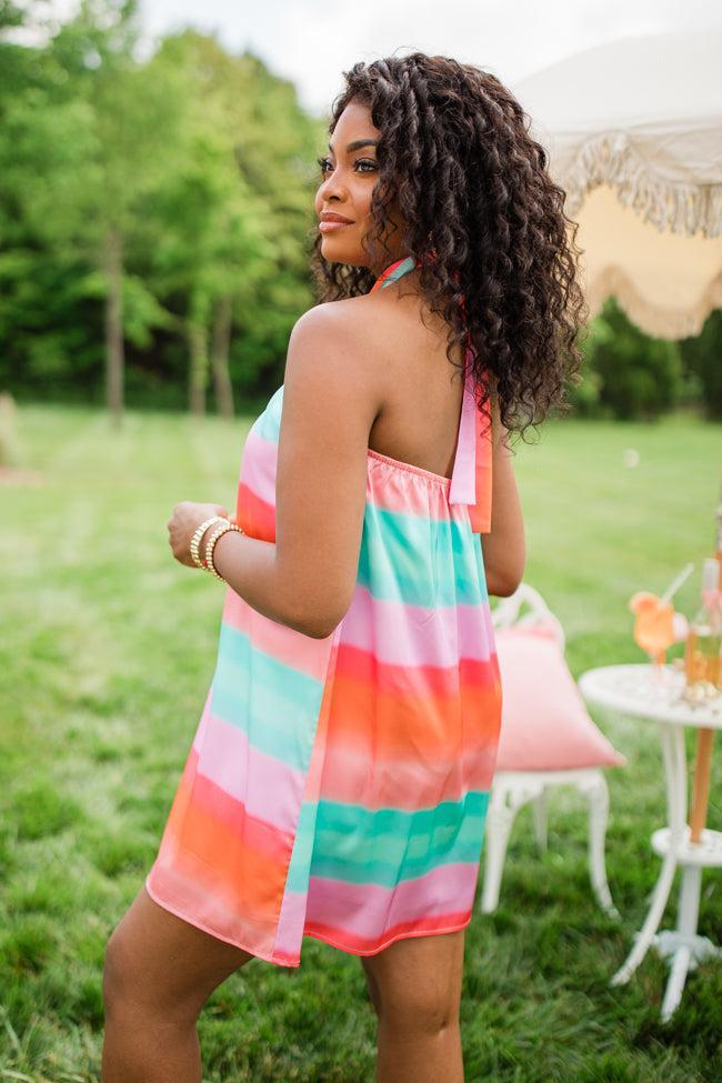 Time After Time Ombre Satin Criss-Cross Halter Mini Dress FINAL SALE Product Image
