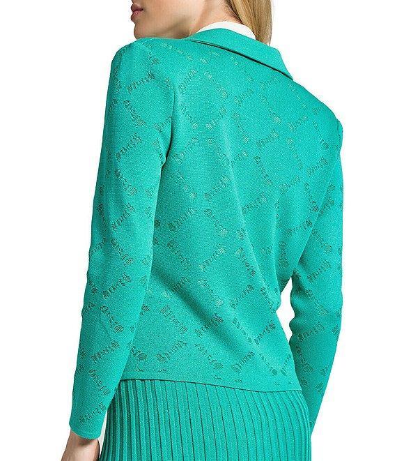 Ming Wang Soft Knit Burnout Notch Lapel Long Sleeve Jacket Product Image