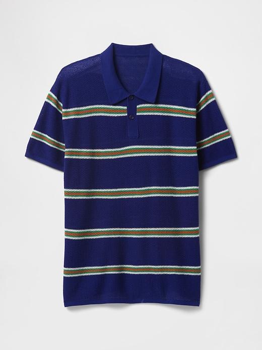 Textured Crochet Polo Shirt Product Image