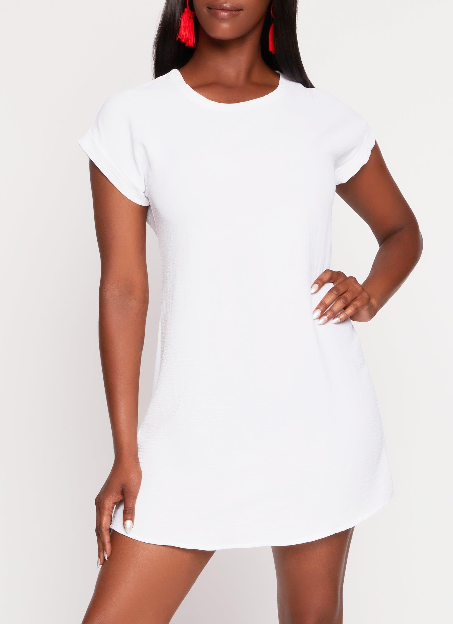 Womens Crepe Knit Short Sleeve Shift Dress Product Image