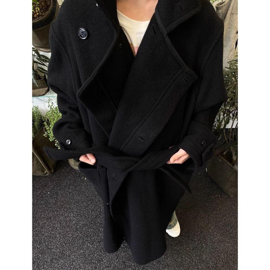 Button-Up Plain Long Coat Product Image