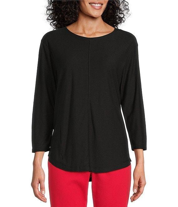 Westbound Petite Size 3/4 Sleeve Knit Crew Neck Top Product Image