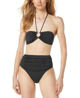 Michael Michael Kors Womens O Ring Bandeau Bikini Top High Waist Bottoms Product Image