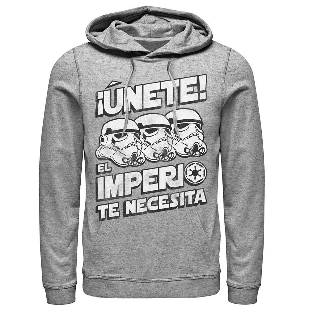 Men's Star Wars Unete El Imperio Te Necesita Stormtrooper Faded Portrait Hoodie, Size: XL, Athletic Grey Product Image