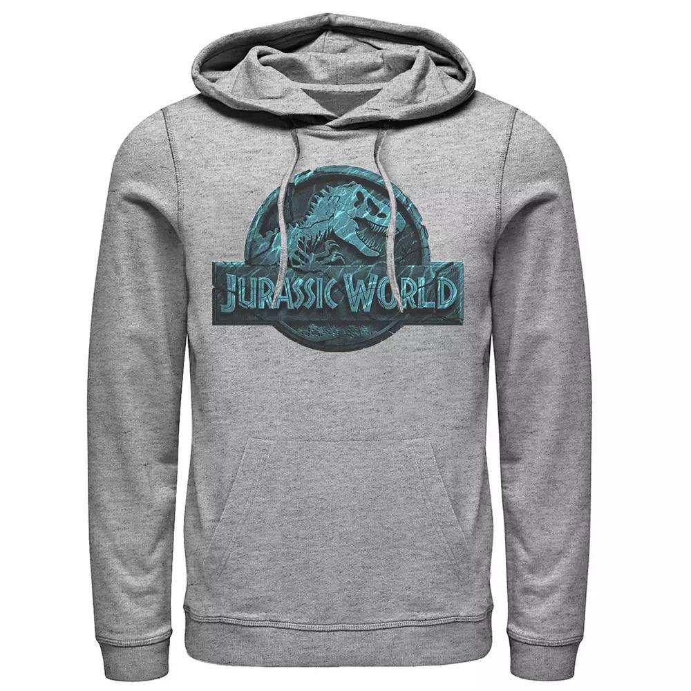 Men's Jurassic World Two Logo Lost In The Deep Hoodie, Size: Small, Athletic Grey Product Image