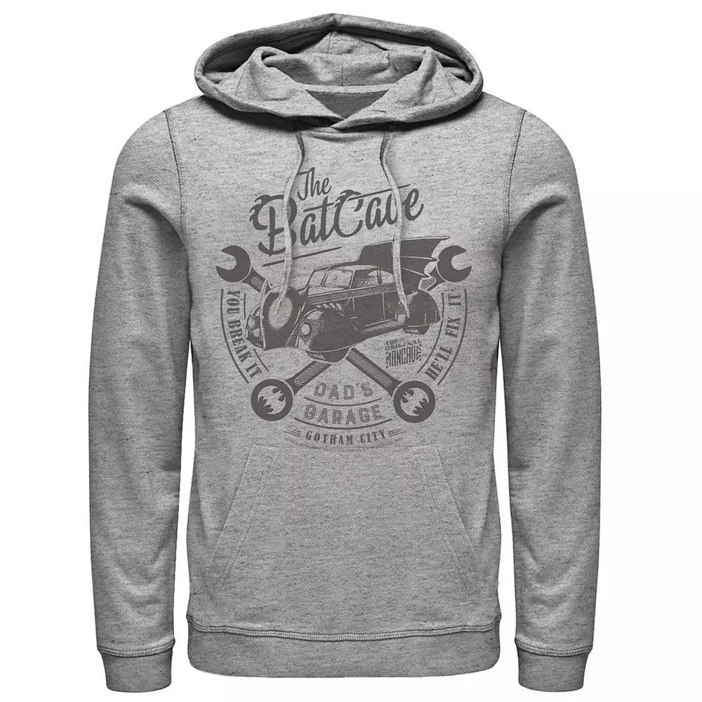 Men's DC Comics The Bat Cave Circle Text Poster Hoodie, Size: Large, Athletic Grey Product Image