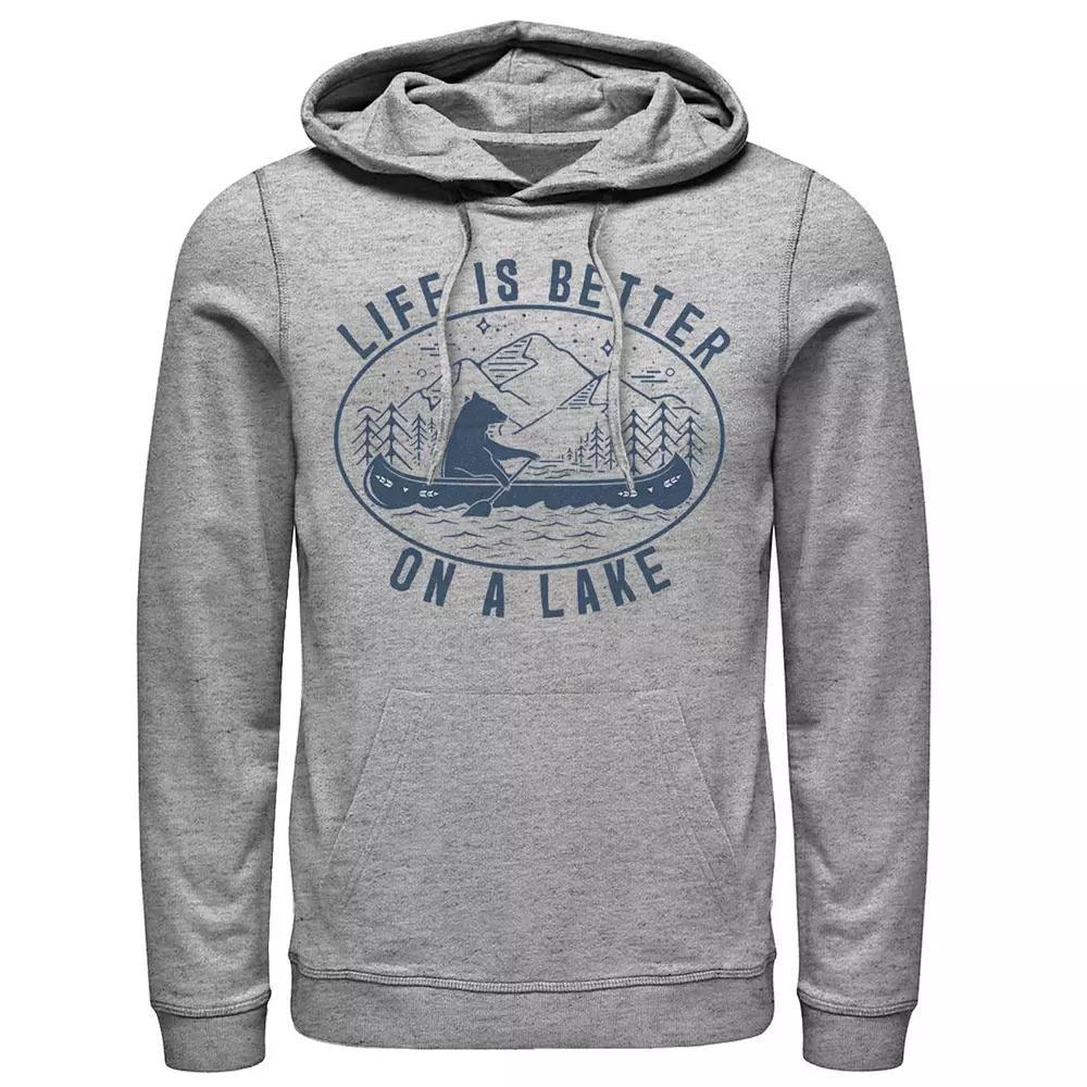 Men's Life Is Better On A Lake Bear In A Canoe Hoodie, Size: XL, Athletic Grey Product Image