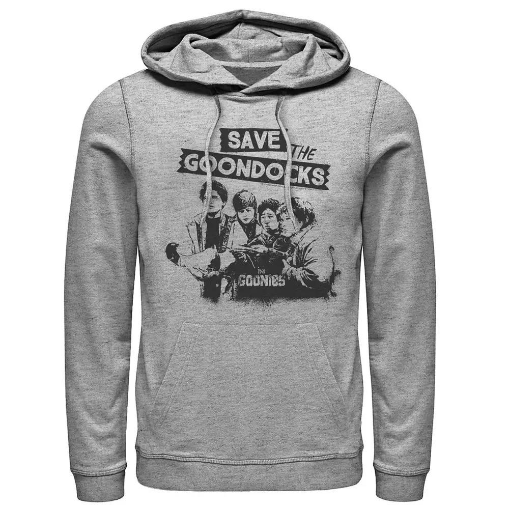 Men's The Goonies Save The Goondocks Text Hoodie, Size: Small, Athletic Grey Product Image